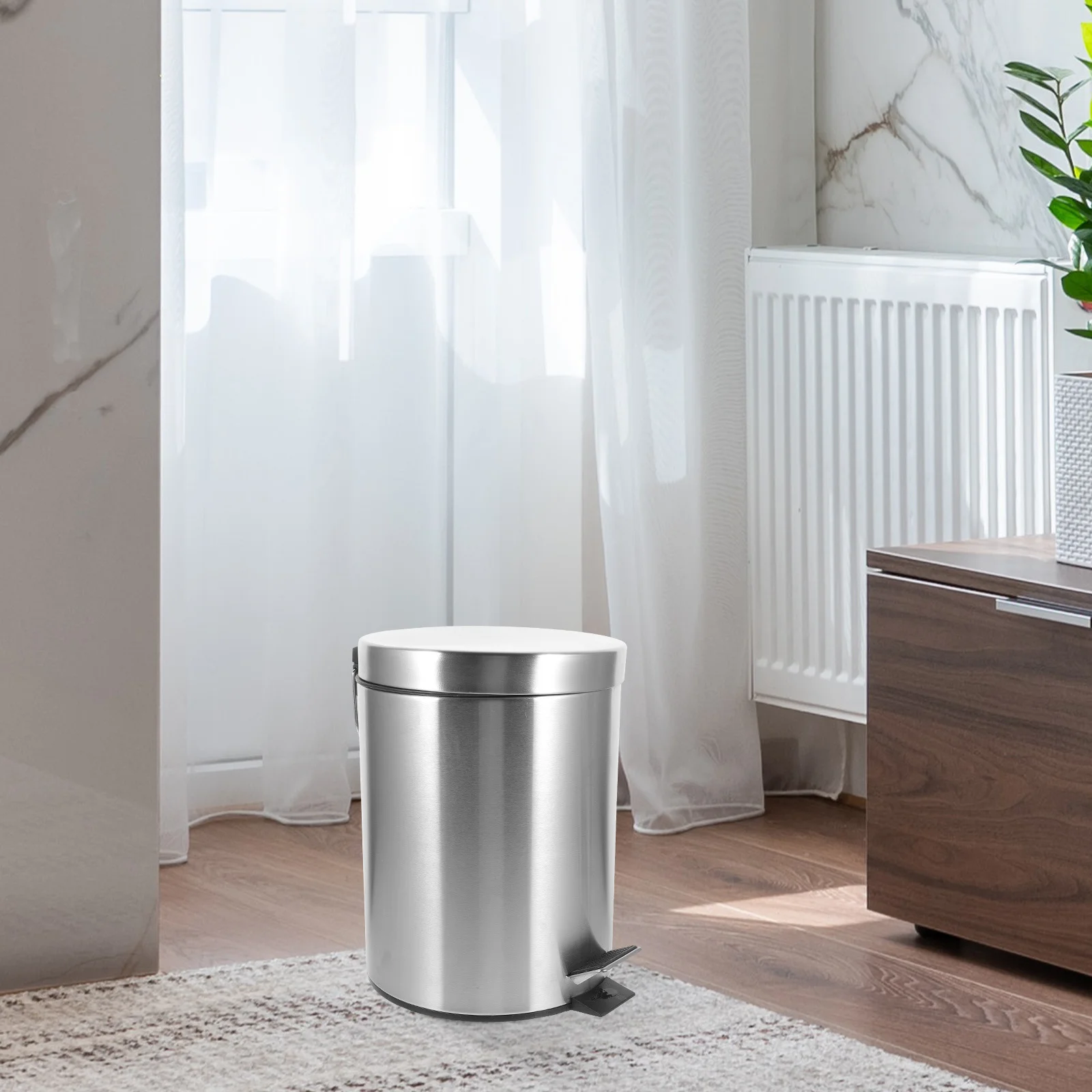 

Stainless Steel Pedal Trash Can 30L Large Capacity Kitchen Bathroom Office Home Waste Container Smooth Step Operation
