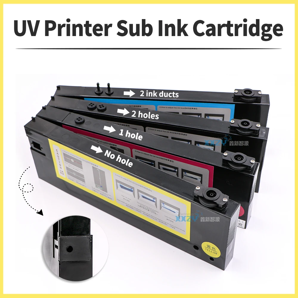 UV Machine Sub Ink Tank With Float for UV Flatbed Printer CMYK Black Long Refill Ink Cartridge 220ML Ink Tank