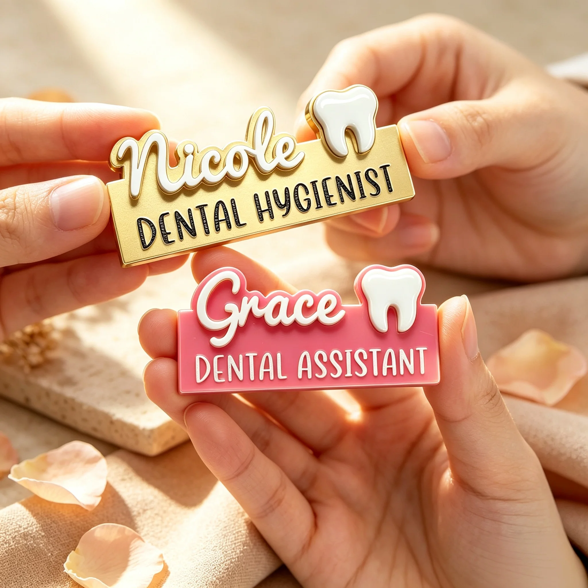Custom Dentist Name Brooch Personalized Simple Cute Acrylic Laser Engraved Dentist Exclusive Nameplate Suitable for Daily