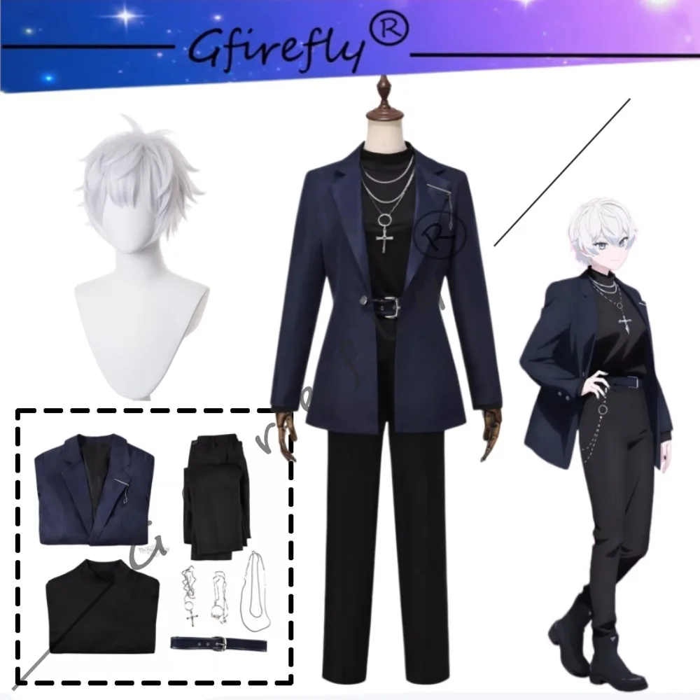 

Needy Streamer Overload Nechika Full Set Cosplay Costume Black Suit Wig Women Anime Game Stage Performance Comic Con Outfit