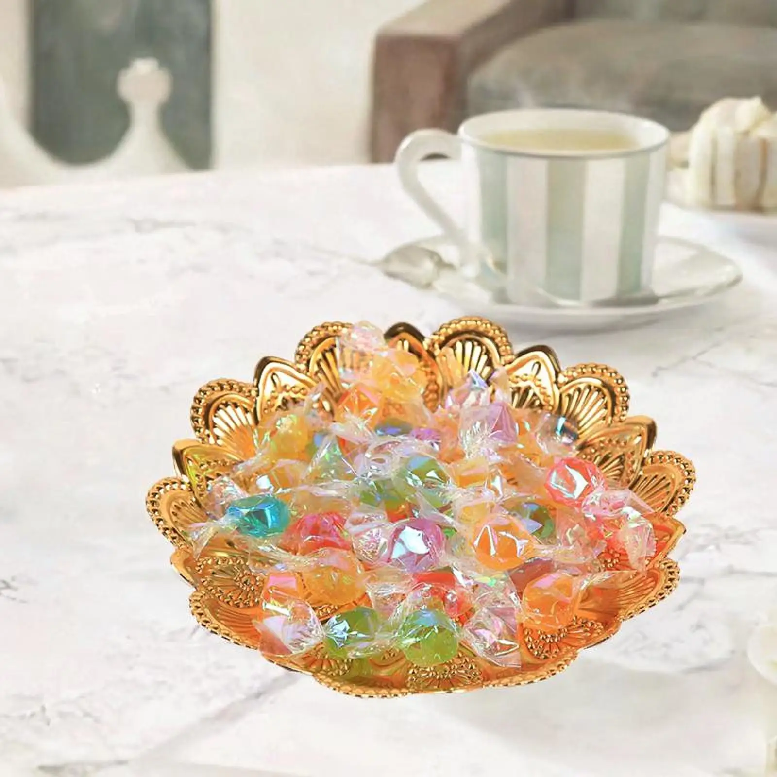 Dessert Dish Food Storage Case Decoration Multipurpose Stable Golden Appetizer