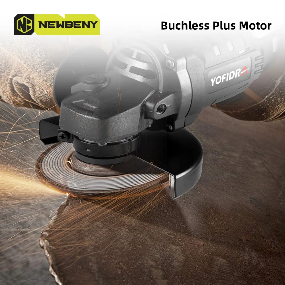 NEWBENY 1200W 125MM Brushless Electric Angle Grinder Handheld Cordless Polishing Cutting Power Machine For Makita 18V Battery