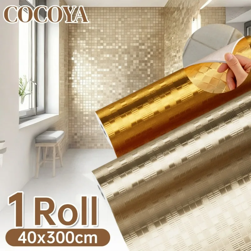 

Mosaic Peel and Stick Wallpaper Home Decor Faux Metal Film Glossy Wall Stickers Thick Foam Contact Paper Wallpaper for Bedroom