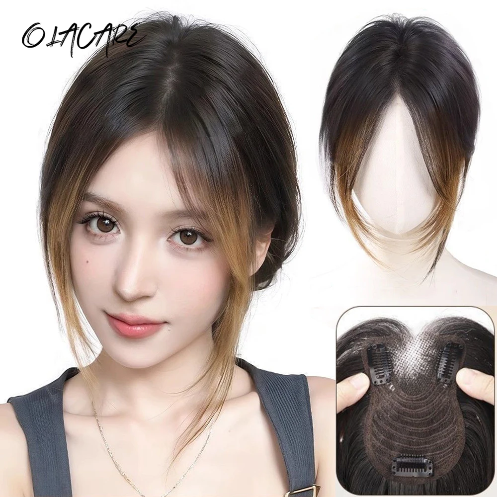 OLACARE Synthetic character Bangs Wig For Women On Top Of Head To Cover White Hair And Increase Hair Volume Wig Pieces