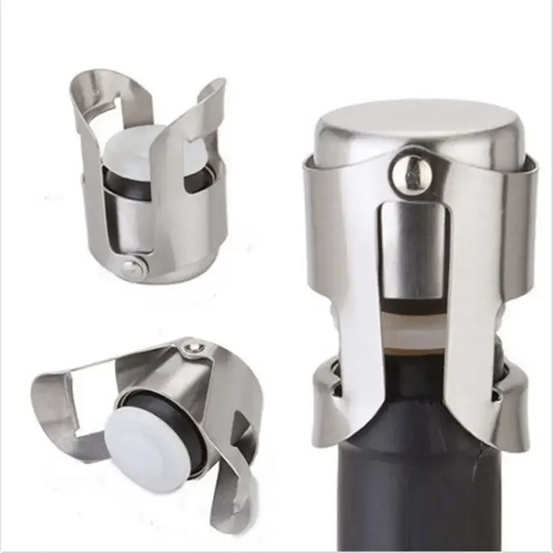 Stainless Steel Champagne Bottle Stopper Vacuum Sealed Sparkling Champagne Wine Bottle Saver Stopper Cap Bottle Opener Bar Tool