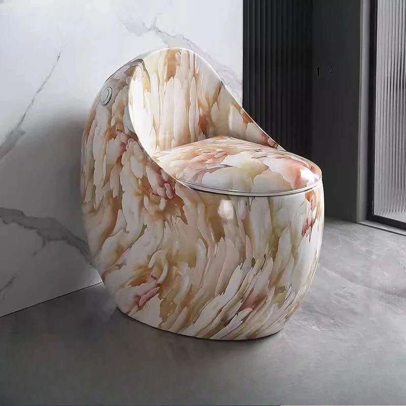 High-end small apartment toilet pumping siphon type toilet household colored chicken egg type,  personalized creativity
