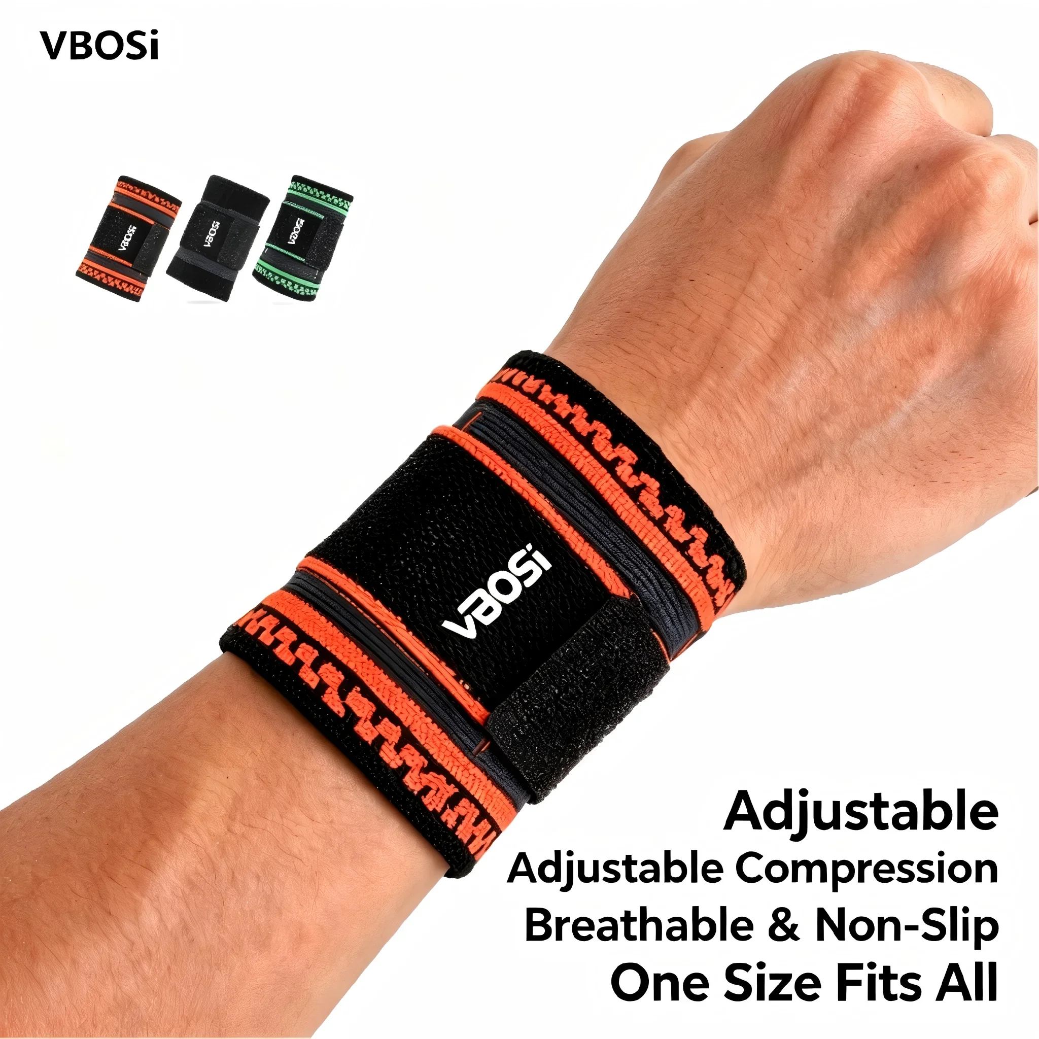 VBOSI Elastic Wrist Support Brace with Adjustable Compression Strap, Breathable Wrist Wrap,  Sports,Tendonitis Sprain Recovery