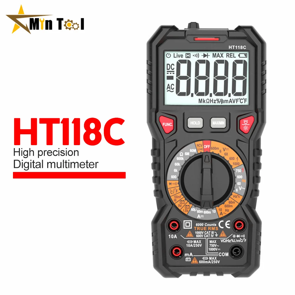 HT118E Digital Multimeter 20000 Counts True Rms NCV HZ Multimeters Transistor Tester Voltimetro Capacitance Meter Measuring Tool