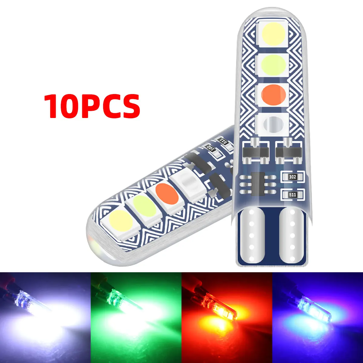 

10x T10 W5W RGB LED Strobe Light 3030 Smd 8 LED Car Interior Lighting Reading Bulb Auto Wedge Clearance Light License Plate Lamp