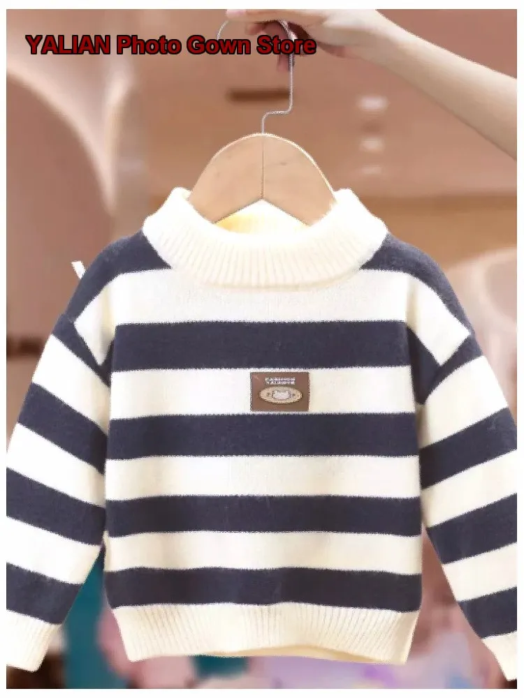 Boys Pullover Kids Spring Autumn Striped Raglan Sleeves Stylish Base Layer Knit Top