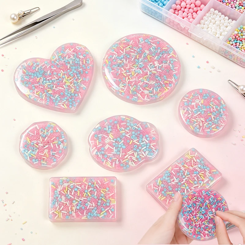 Skin Picking Fidget Toys Skin Picking Pocket Pads Geometric Round Diamond Heart Shape for Stress Relief Dermatillomania Style D