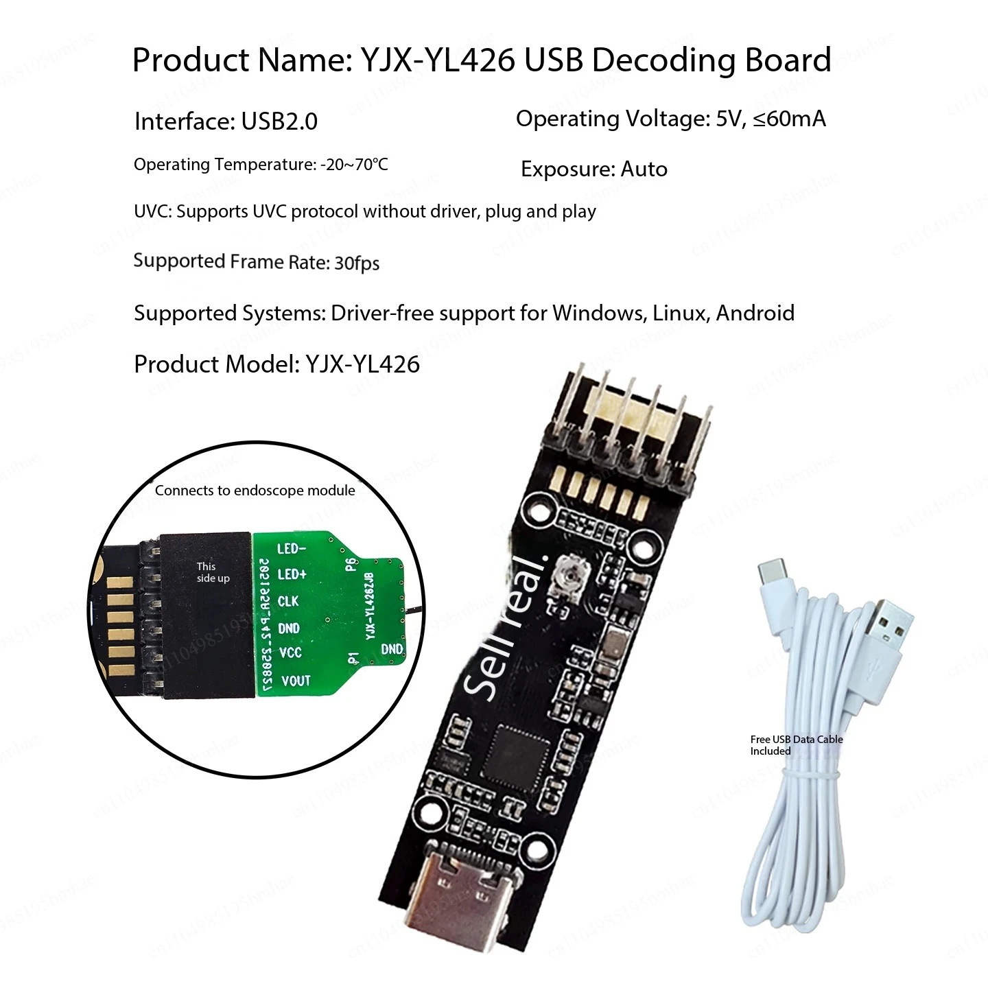 OCHTA10 Endoscope Camera Module+YL426USB Decoding Board