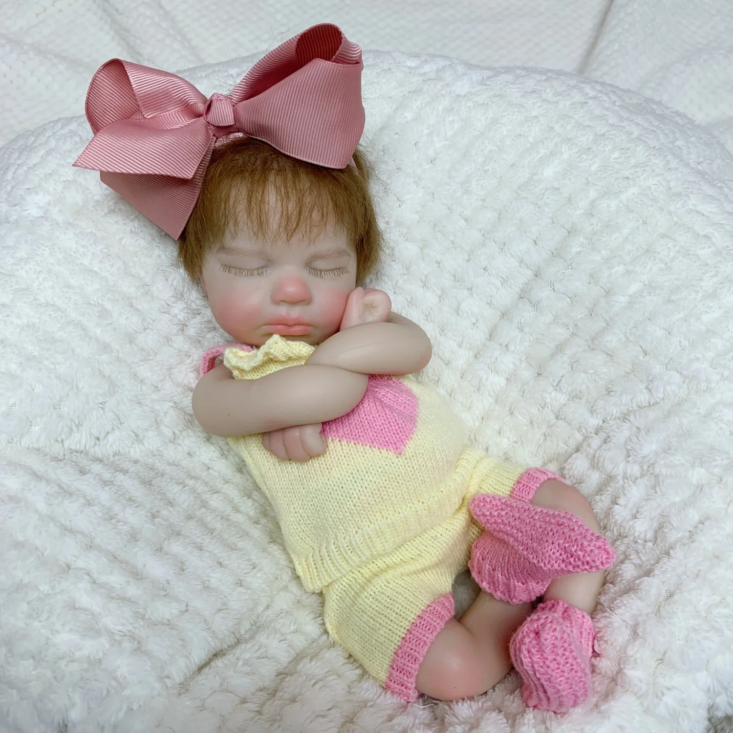 OtardDolls 1PC 13-Inch Soft Silicone Loulou Rooted Hair Realistic Reborn Doll, Open Mouth Waterproof Cute Toy Collectible Art