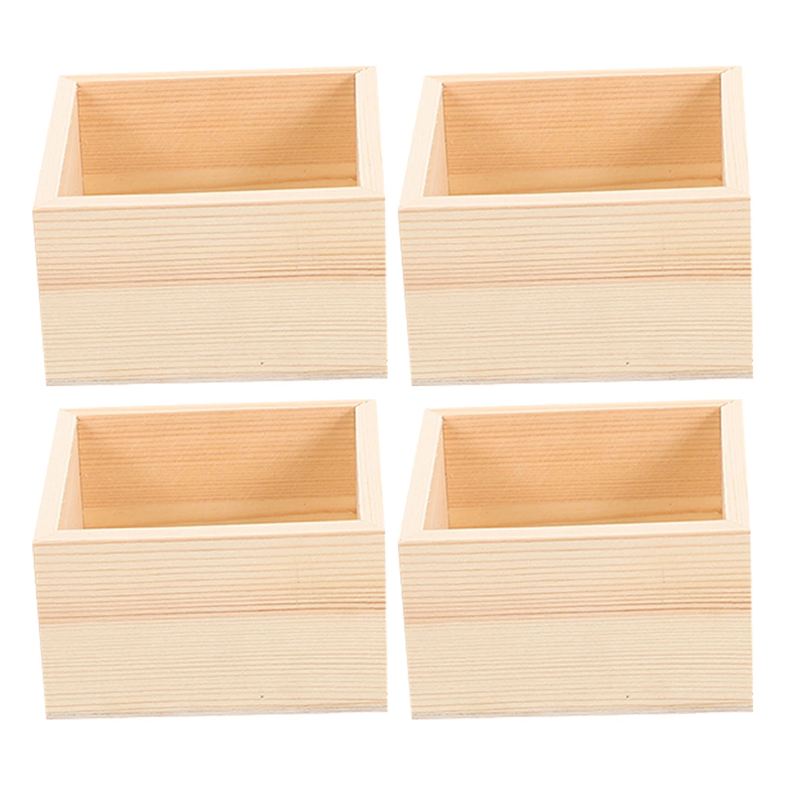

4Pcs Wooden Storage Boxes Simple Color Matching Small Square Organizer Box for Jewelry Medicine Sundries Wooden Boxes for Crafts