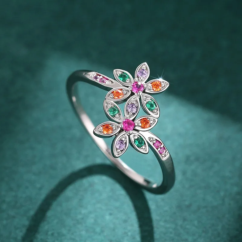 

Colorful flower pastoral style finger, fashionable and fresh floral design, women's versatile ring