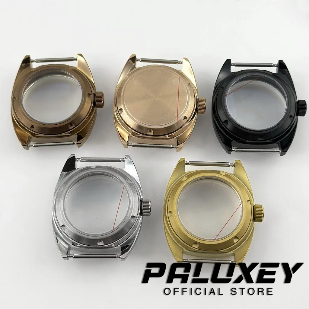 Cajas de reloj de cristal de zafiro de doble cúpula NH35 36mm/39mm compatibles con NH34 NH35 NH36 NH38 ETA2824 PT5000 movimiento corona grande/corona pequeña