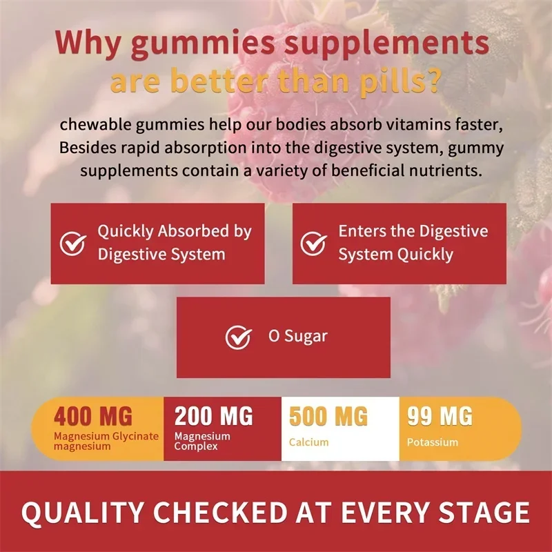 Magnesium Glycinate Gummies - Improve Cardiovascular Health, Reduce Stress, and Promote Healthy Sleep