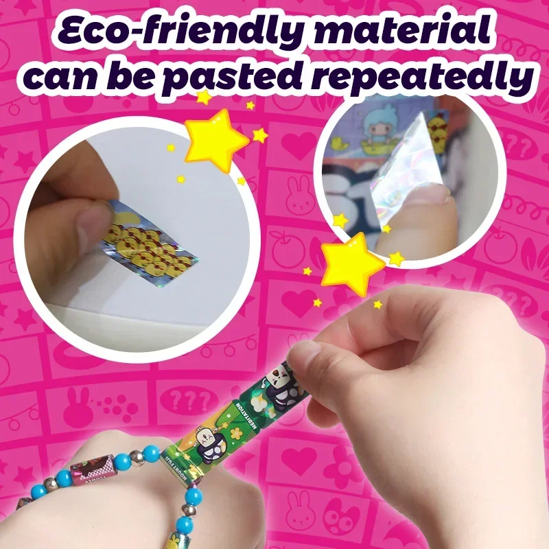 Children's Crafts Handmade Beads Toys Plastic Bracelets Stick Rolls Diy Beads Stickers Necklace Jewelry Toys for Girls Children