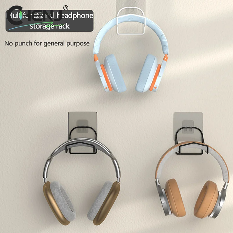 1set Universal Headphone Hanger Under Desk Wall Mounted Gaming Headset Stand Headset Holder Under Table Support