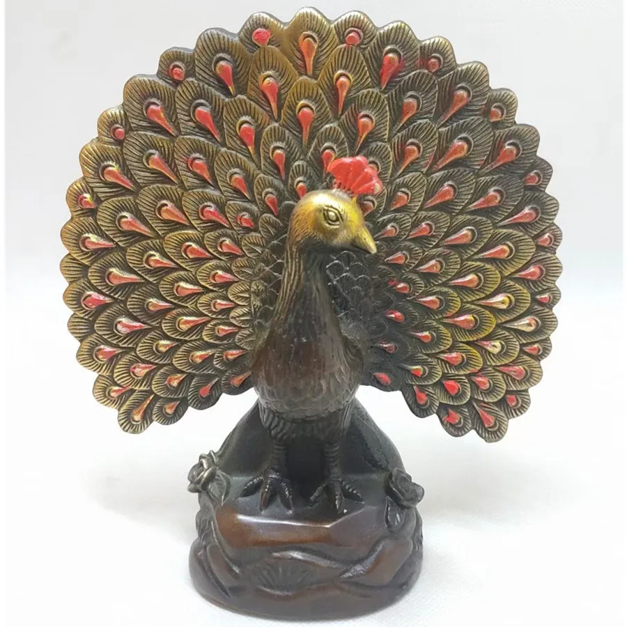 

Very Beautiful Copper Bronze Carved Phoneix Statue Peacock statues Lucky Gift Vintage