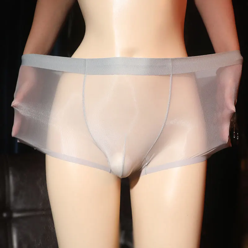 Men Boxers Transparent Ice Silk Panties Sexy Underwear Ultra-Thin Cool Quick-Drying Breathable Plus Size U Convex Underpants