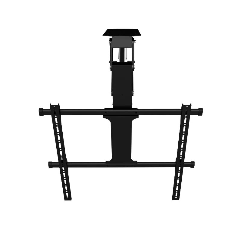 Motorized TV Ceiling Mount Remote Control Tilting Adjustable Height Function Flat Distance Steel Plastic Bracket Cart Box
