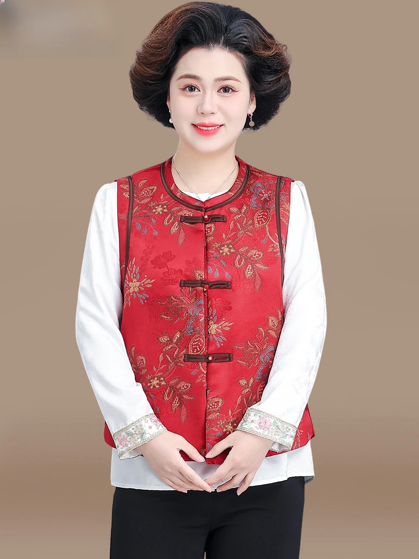 

Новая китайская короткая куртка-жилет для женщин, весенне-осенняя верхняя одежда для среднего возраста, модная традиционная национальная модель.