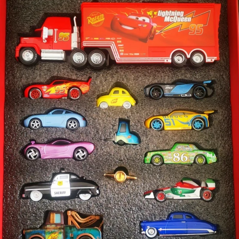 Original Disney Pixar Cars Deluxe Diecast Collection Toy Vehicles Metal  Diecast Car Toy  Big Wheel Foot Kids Truck Model Toys