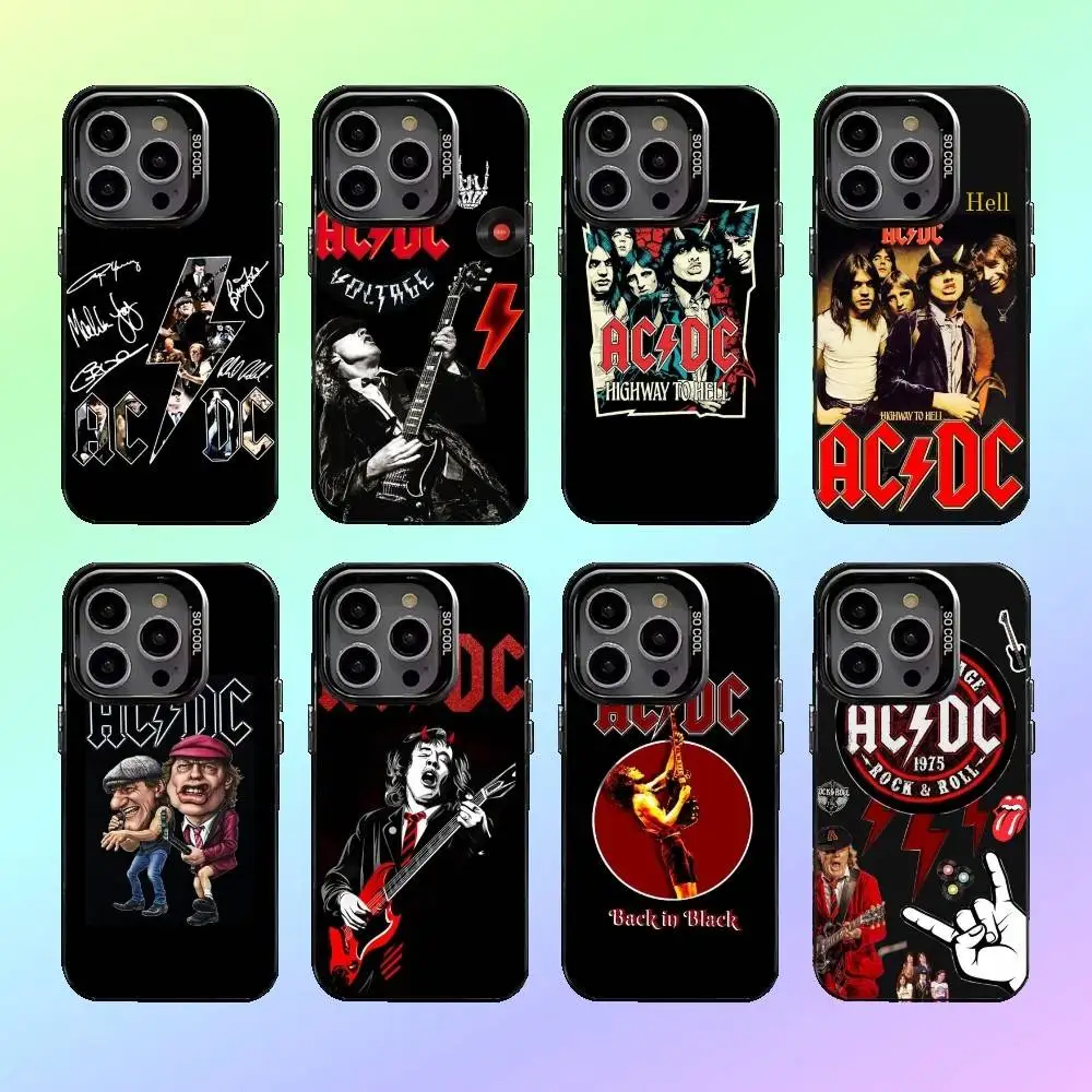 

A-AC Band D-DC Phone Case For iPhone17,16,15,14,13,12,11 Plus,Pro Max Colored silver phone case