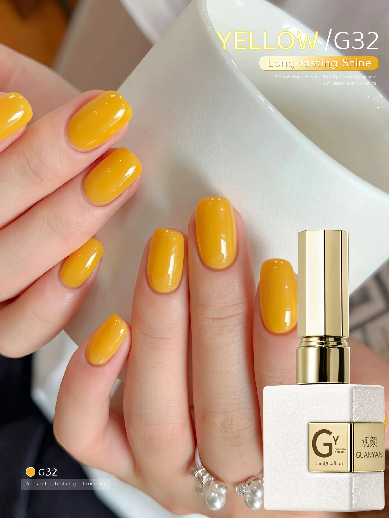 1Pc 15Ml Orange Yellow Gel Nail Polish Starter Pure Soak Off No Wipe Nail Gel Polish Suitable For All Seasons