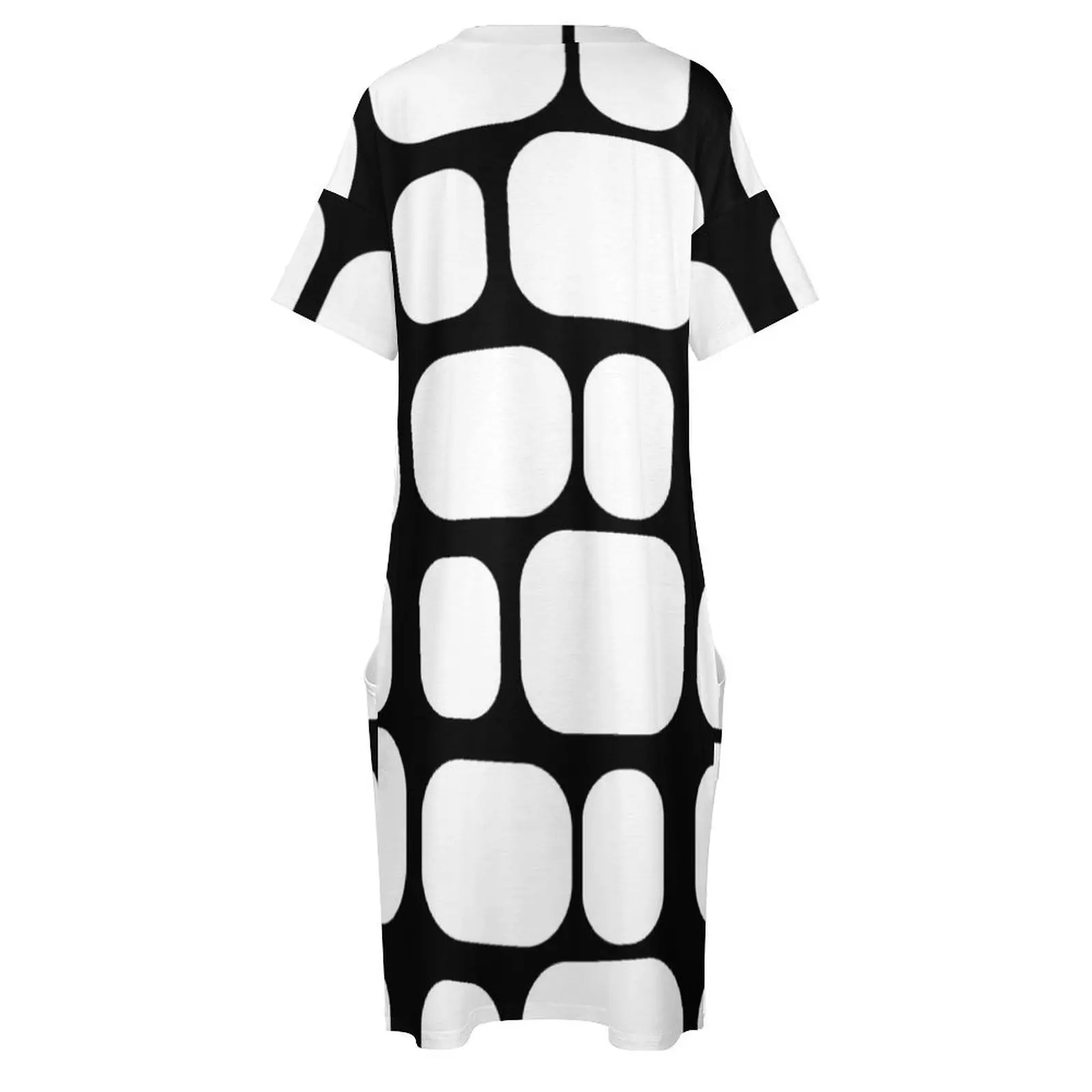 فستان جيب فضفاض مطبوع عليه كتلة مستوحاة من منتصف القرن فستان صيفي تنورة صيفية يومية ملابس نسائية