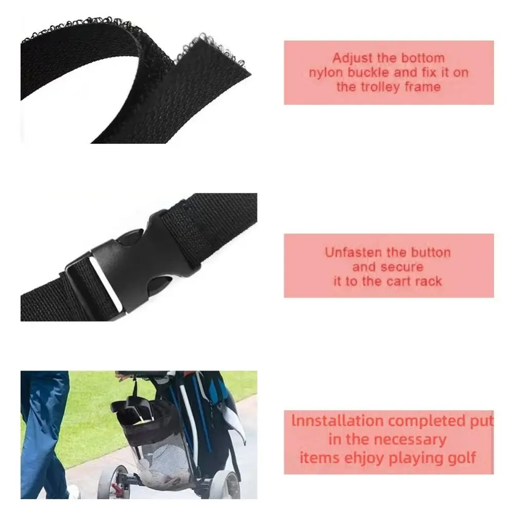 

Сетчатая сумка, сумка для хранения тележки для гольфа, милый практичный нейлоновый чехол для мяча для гольфа на шнурке, большой вместительный черный контейнер для мяча для гольфа