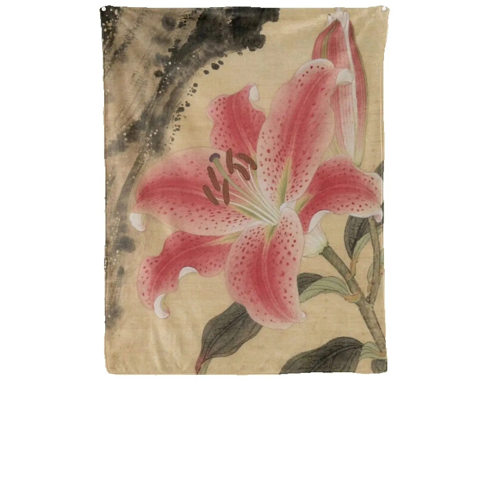 1pc Pink Lily Tapestry: Polyester 2D Flat Print. Decor for Bedroom/Living Room, Elegant Home Accessory for Floral & Minimalist S