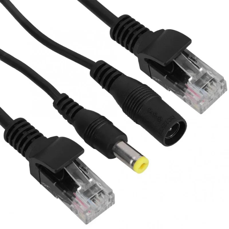 3pcs computer connectors dc jack  12V Power Over Ethernet Passive POE Adapter Cable Splitter Injector Waterproof  computer cable