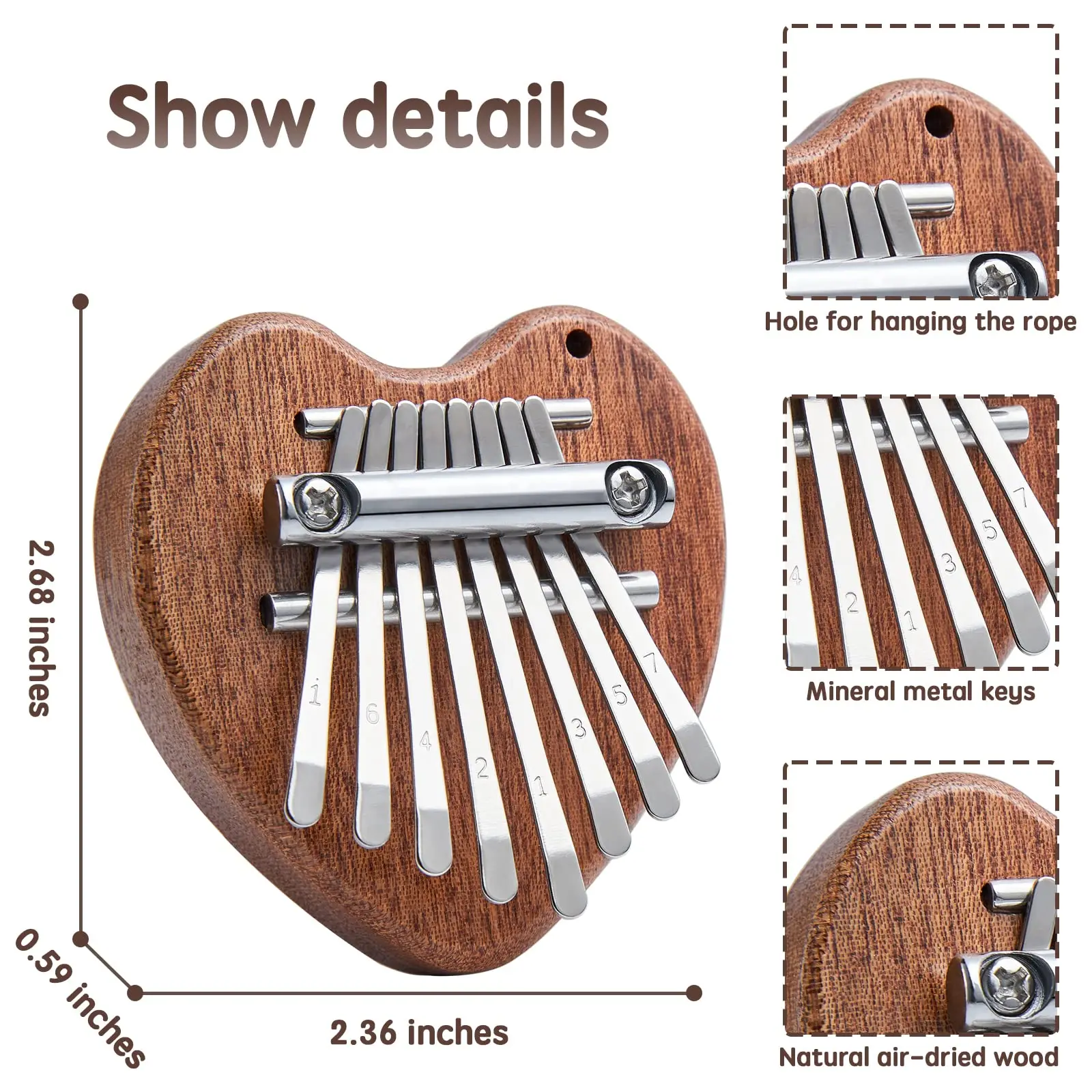 Mini Kalimba 8 Key Thumb Piano 1 Pack Love Style Cute Instrument Portable Exquisite Gift Set for Kids