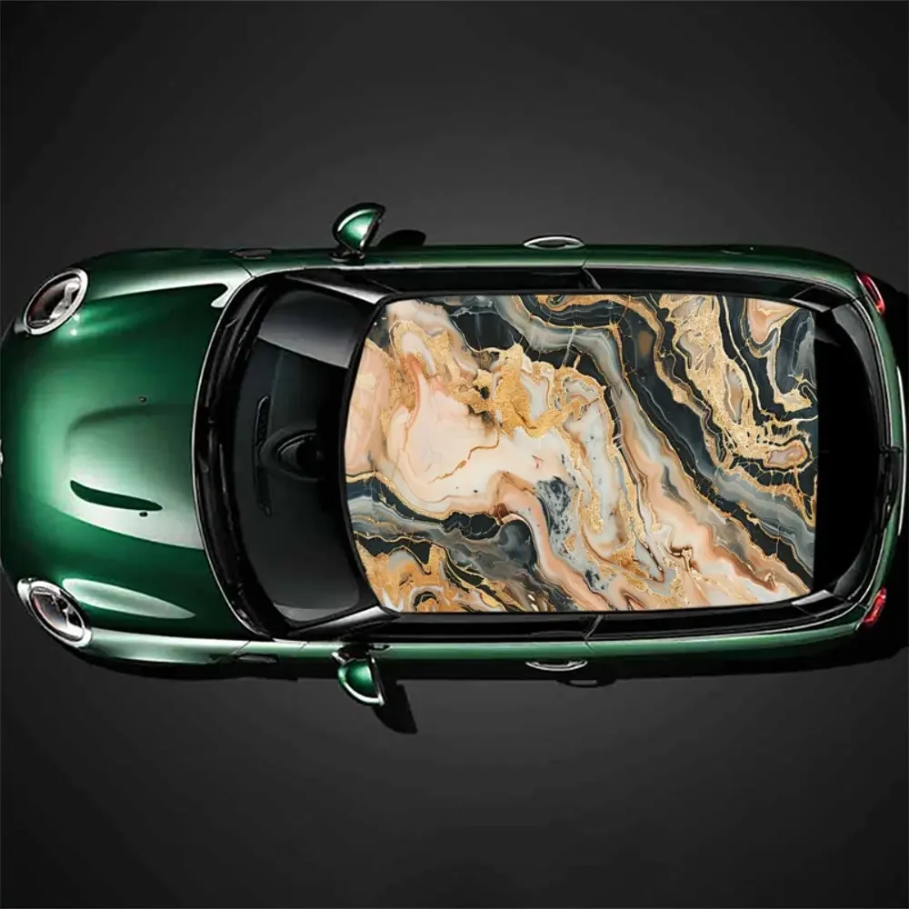 Modern Ink Marble Printing Car Roof Sticker Wrap Racing SUV Auto Accessories Packaging PVC Car Hood Graphic Decal Decoration