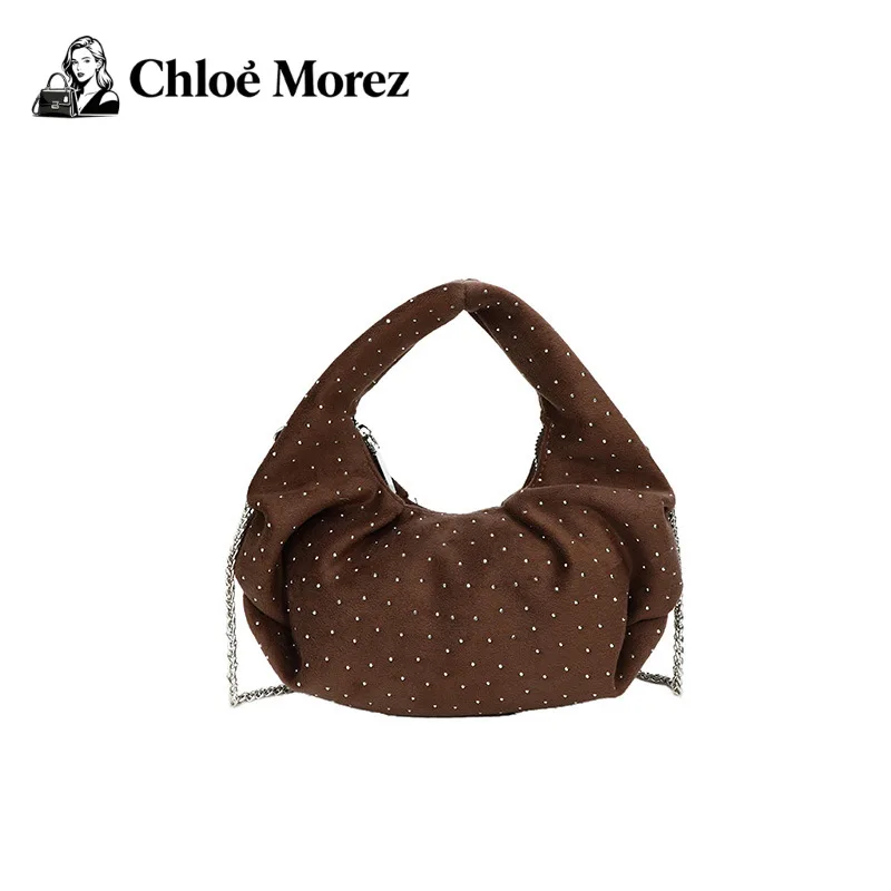 

Fashionable Pleated Handbag Instagram Internet Celebrity Rivet Trend Crossbody Dumpling Bag