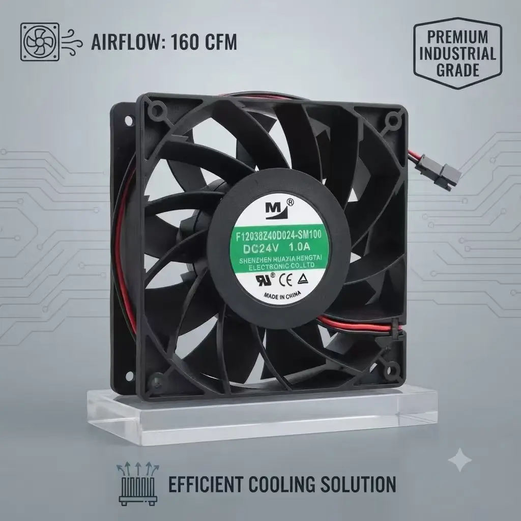 Original For M F12038Z40D024-SM100 DC 24V 1.0A 2-Wire Plug Terminal 120mm 12038 12cm Industrial Server Chassis Cooling Fan