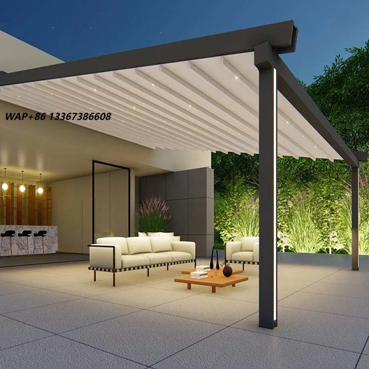 Electric Pergola Pvc Retractable Awning Canopy Automatic Sliding Roof System