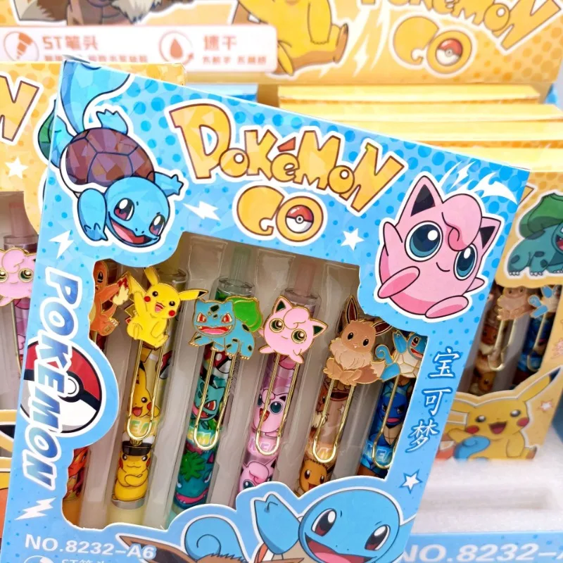 6pcs Pokemon 0.5mm  Ballpoint Pen Cute Cartoon Smooth Writing Pen Portable Lightweight Ball Pen Student School Office Stationery view 2