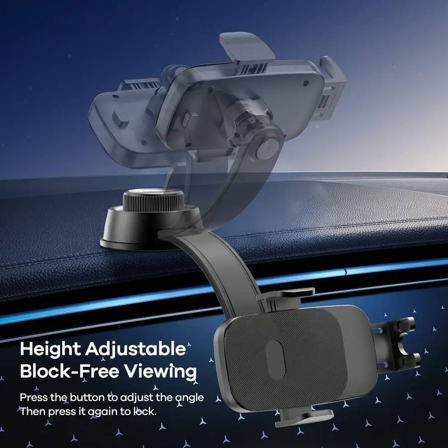 

Height-Adjustable Universal Car Phone Mount With Suction Cup For Dashboard Or Windshield, Fits All Smartphones