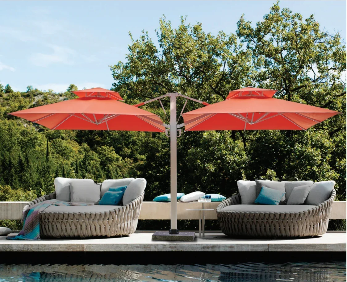 

# c Алюминиевый большой солнцезащитный козырек для улицы, двойной навес, две головки, зонт для патио, пляжный прочный двойной зонт, рынок