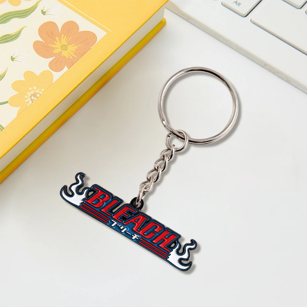 Anime Bleach Logo Schlüsselanhänger Metall-Emaille Schlüsselring Kurosaki Ichigo Zubehör Rucksackanhänger Autoschlüsselhalter Cosplay Schmuck für Fans – Detail 6