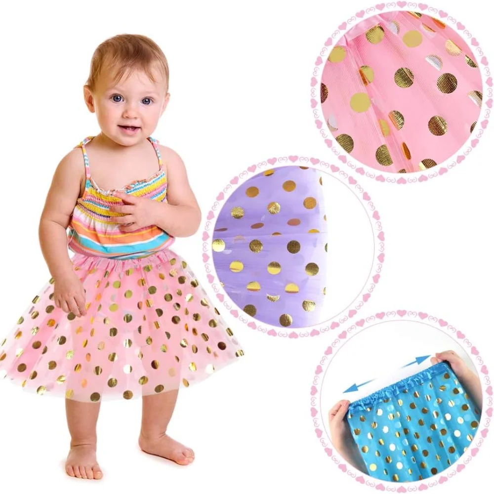 

4 Pcs Girls Tutu, Polka Dot Tutu, Assorted Colors for Dress Up Play, Birthday Party, Christmas Princess Dress Costume