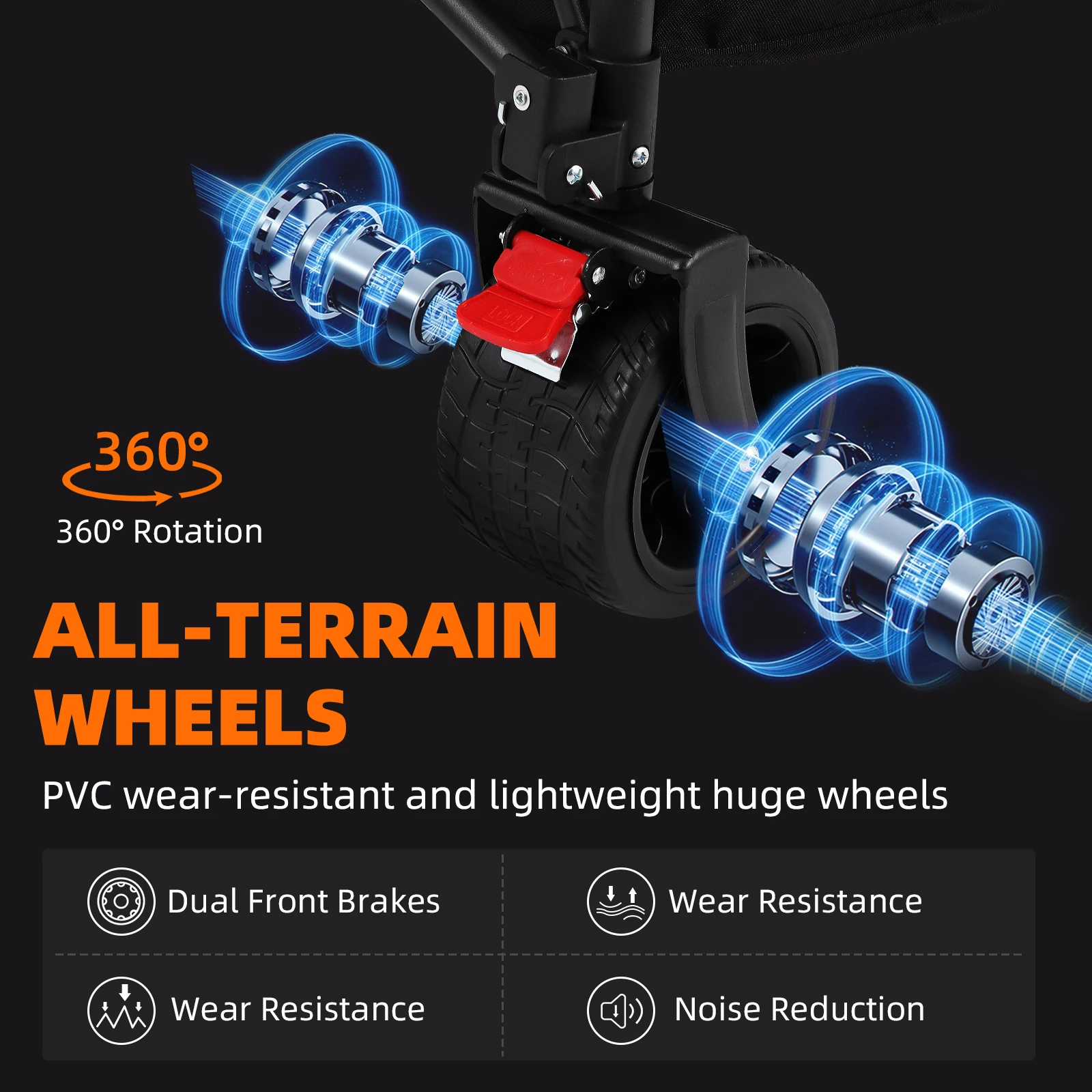 عربة قابلة للطي سعة 260 لترًا مع سعة وزن 440 رطل، عربة حديقة قابلة للطي للتخييم والرياضة في الهواء الطلق