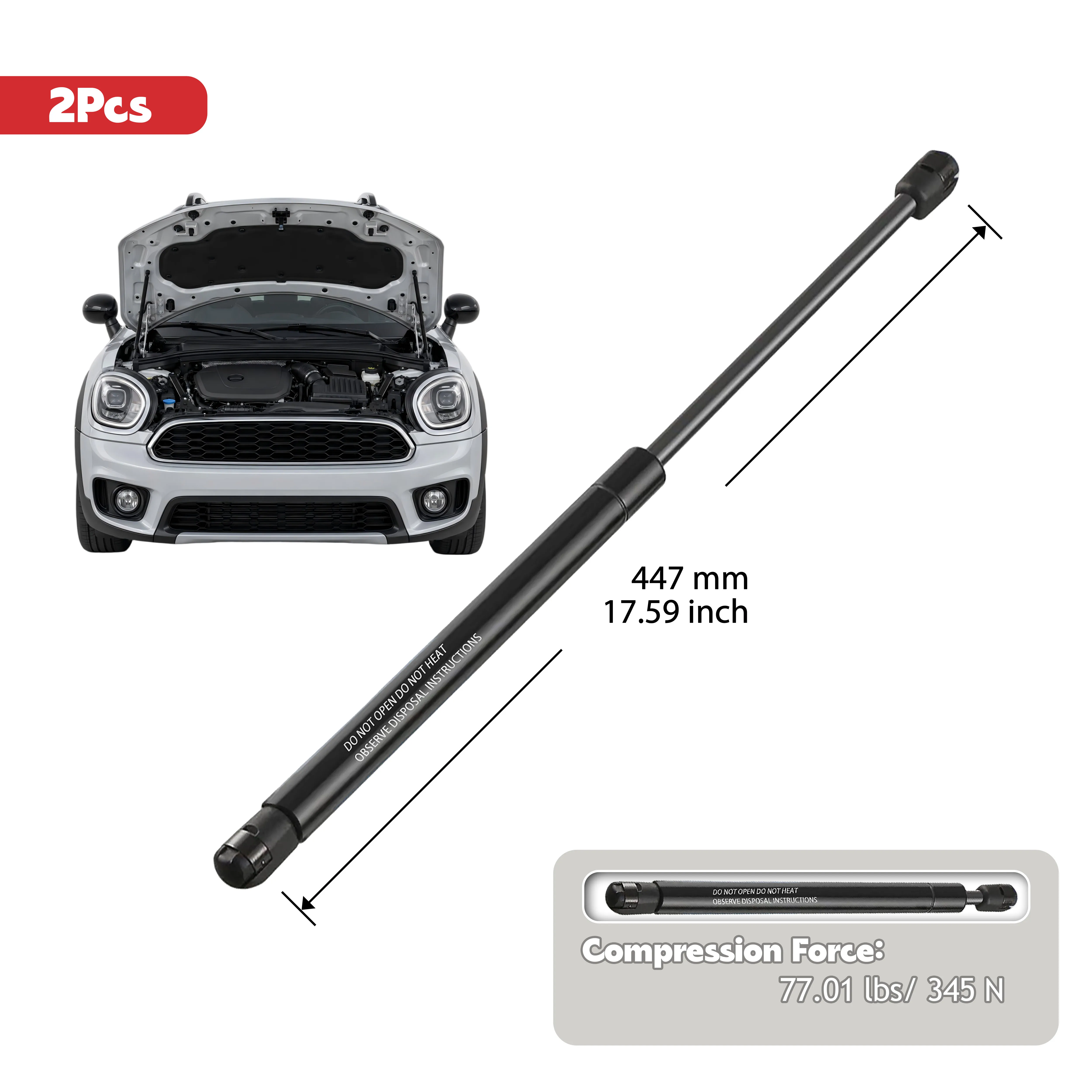 2Pcs Bonnet Gas Spring for MINI Countryman F60 2016- Hood Lift Support Shock Strut OE 51237388105