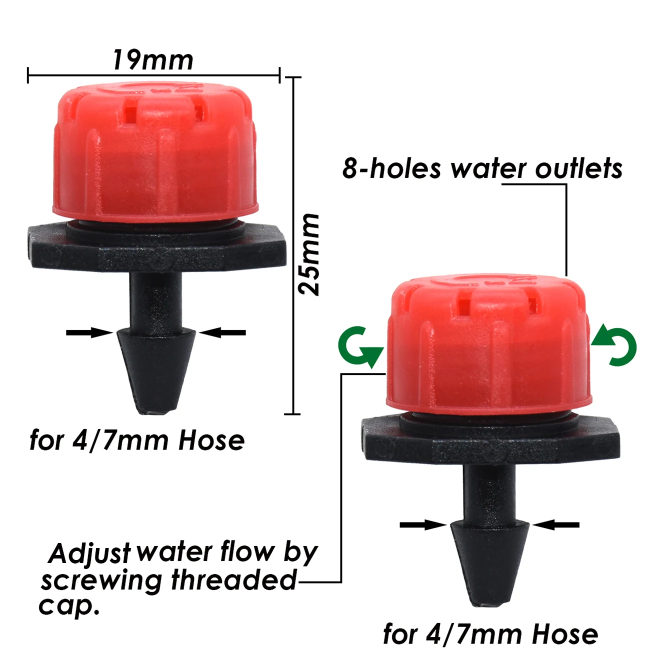 SPRYCLE 50-800X Garden Adjustable Nozzle Drip Irrigation Watering Sprinkler 1/4'' Anti-Clogging Dripper Emitter Flower Vegetable