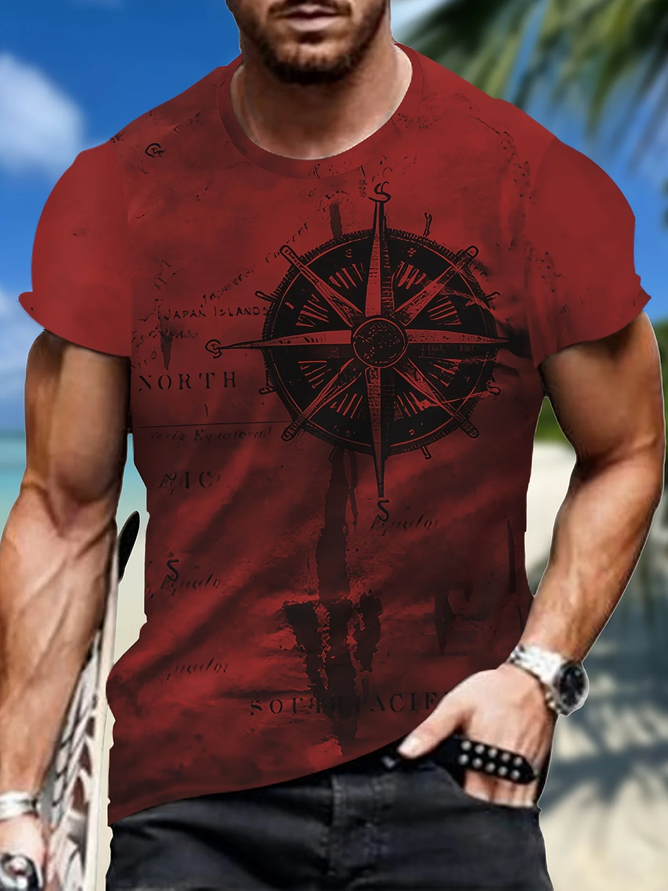 

2024 New Men's Compass Pattern Trendy T-shirt