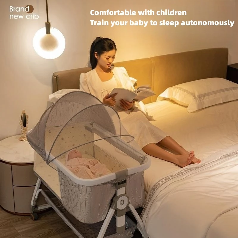 CPull-lit pliant portable multifonctionnel en alliage d'aluminium pour enfant, berceau pour nouveau-né, lit Queen épissé, 0-36 mois