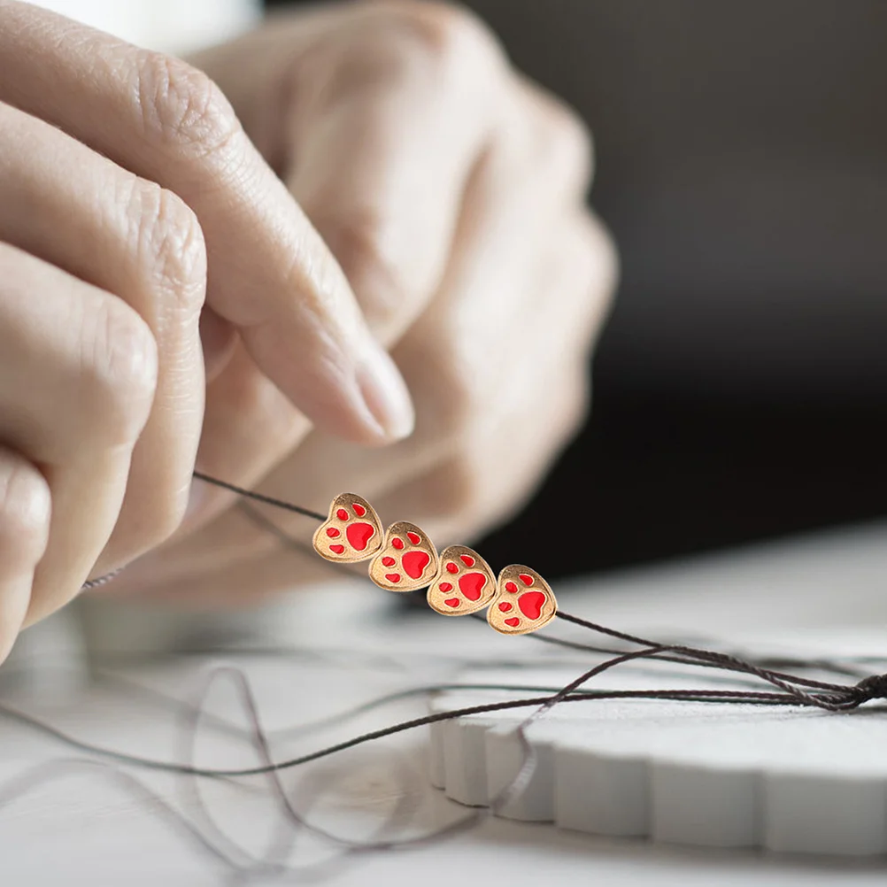 

30Pcs Animal Beads for Bracelets Cute Dog Paw Footprint and Heart Spacer Beads Jewelry Making Supplies Bulk Pack